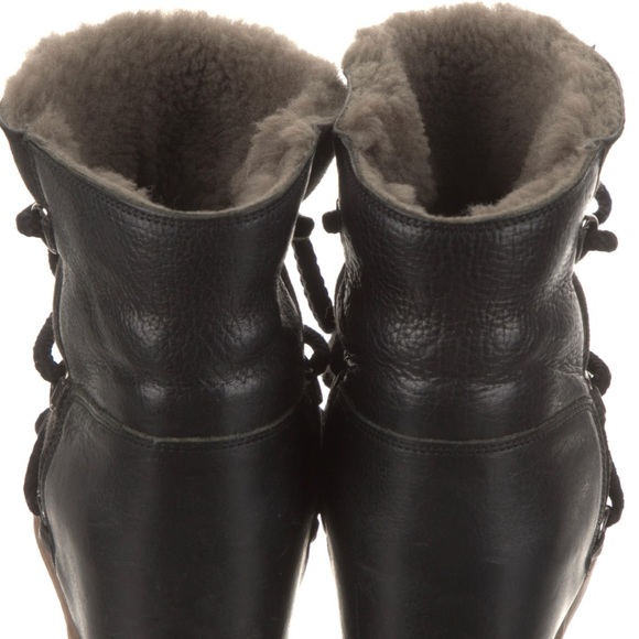 ISABEL MARANT SZ 40 black NOWLES Laces Shearling Leather Boots - Picture 4 of 5